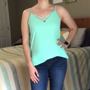 Teal criss cross tunic